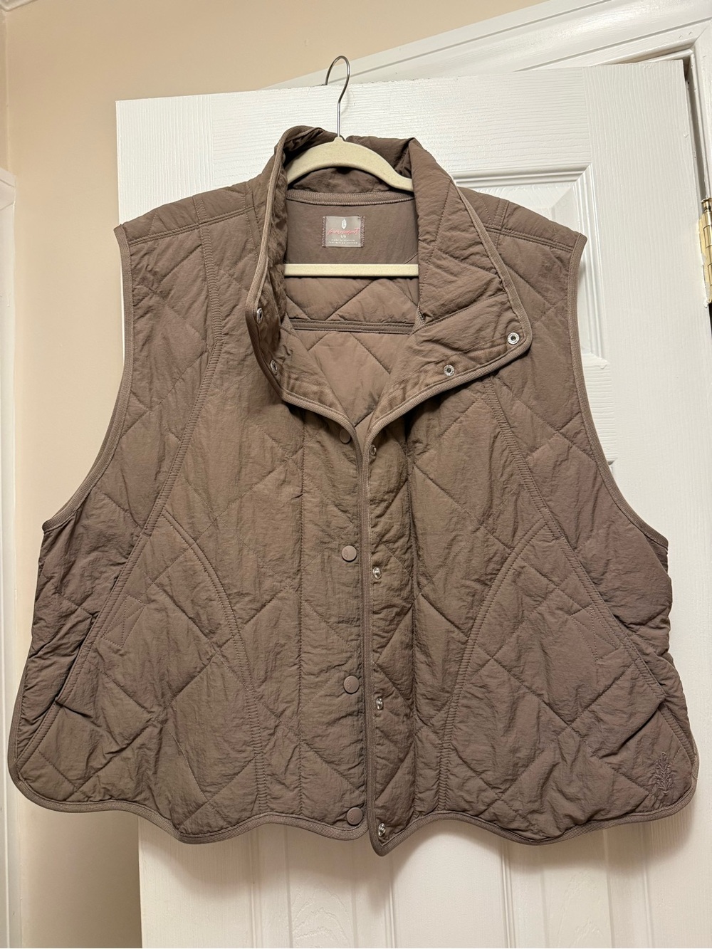 Free People Quilted Taupe Brown Vest